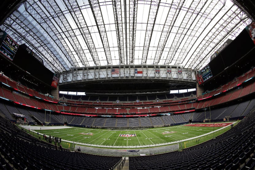 The field at NRG Stadium is prepared for the NFL Super Bowl 51 football game Tuesday, Jan....