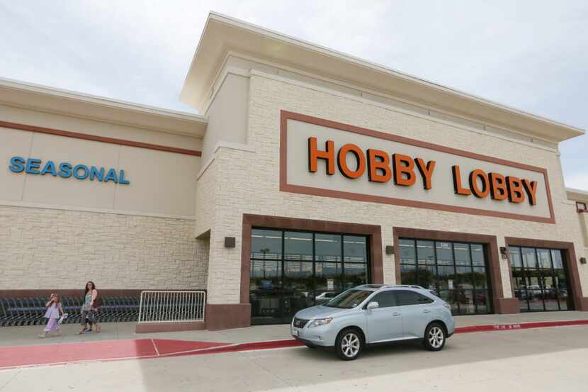 The exterior view of the Hobby Lobby at 5288 Preston Road in Frisco, Texas.