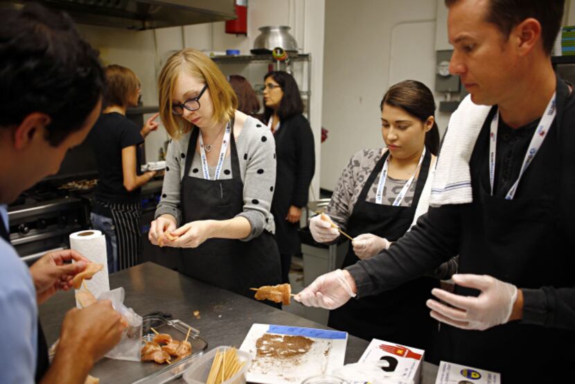 From left: Becki Moran, Lauren Boyd and Andrew Thompson of The Marketing Arm skewered...