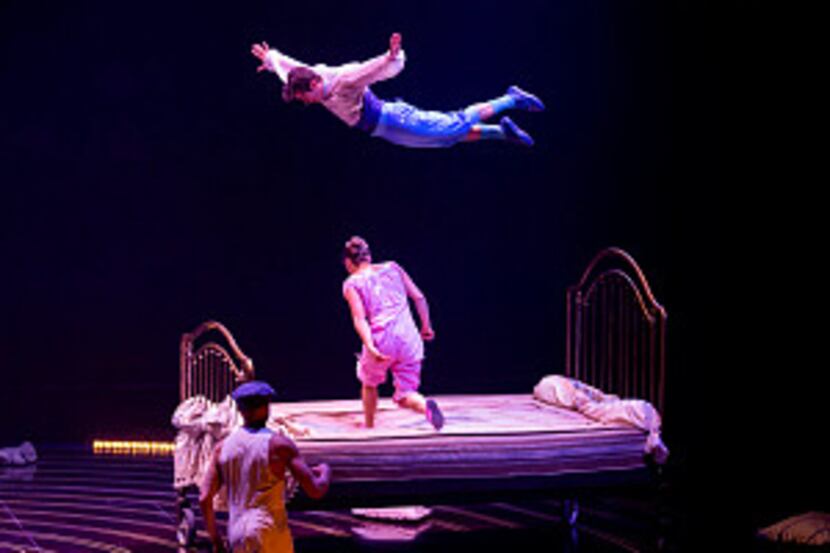 An aerialist in-flight during Cirque du Soleil’s Corteo.