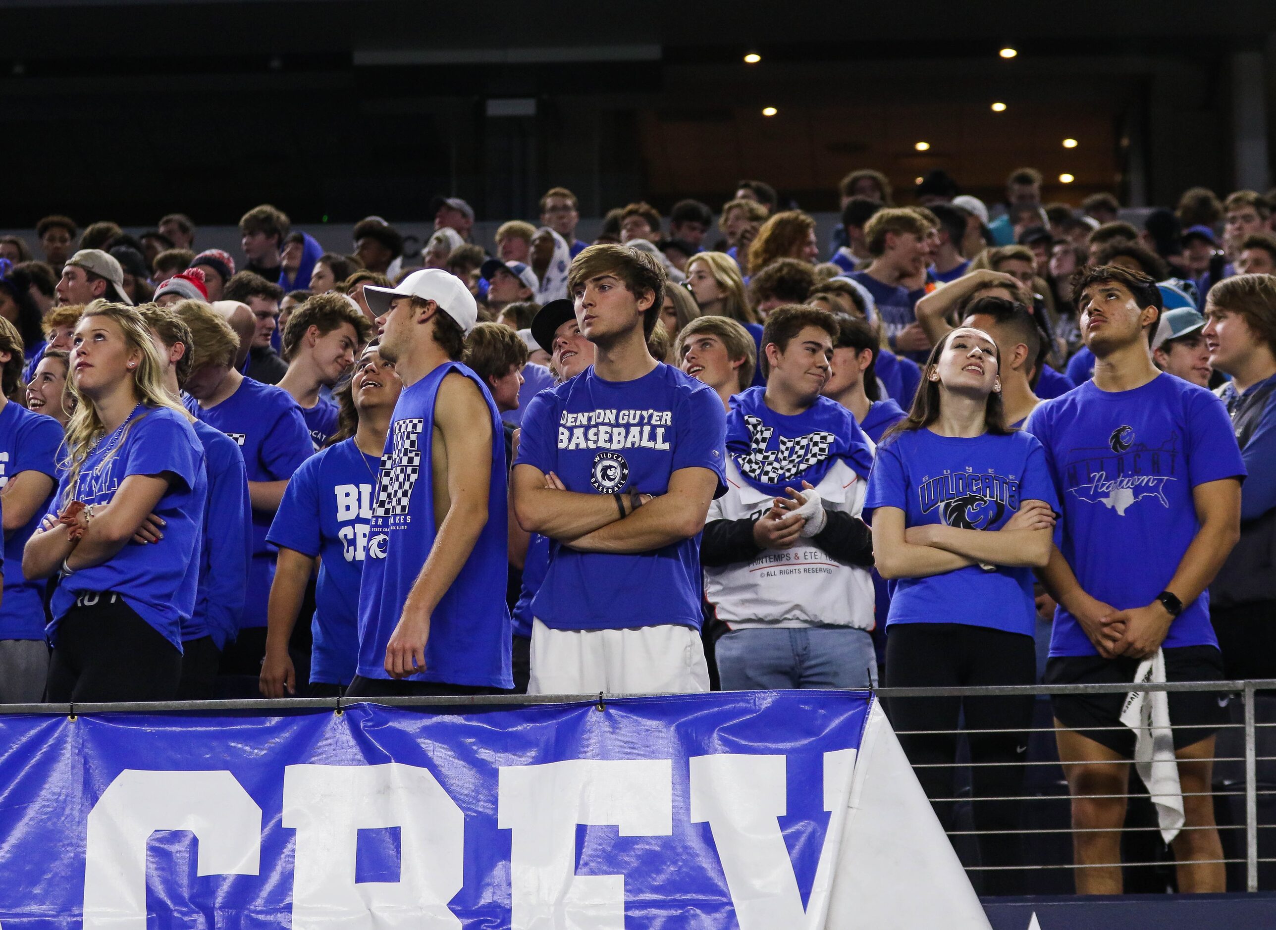 Denton Guyer's student section watches the team fall behind Westlake in the second quarter...