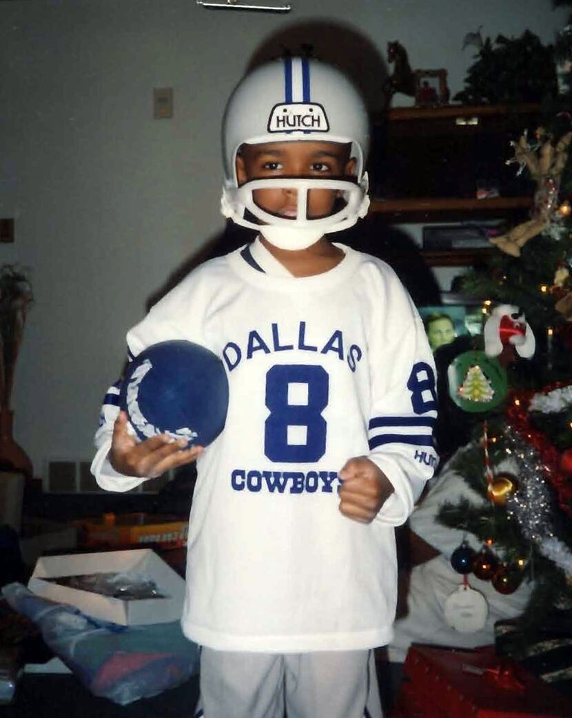 Dallas Cowboys cornerback Brandon Carr, 6, at home in Michigan. Family photo