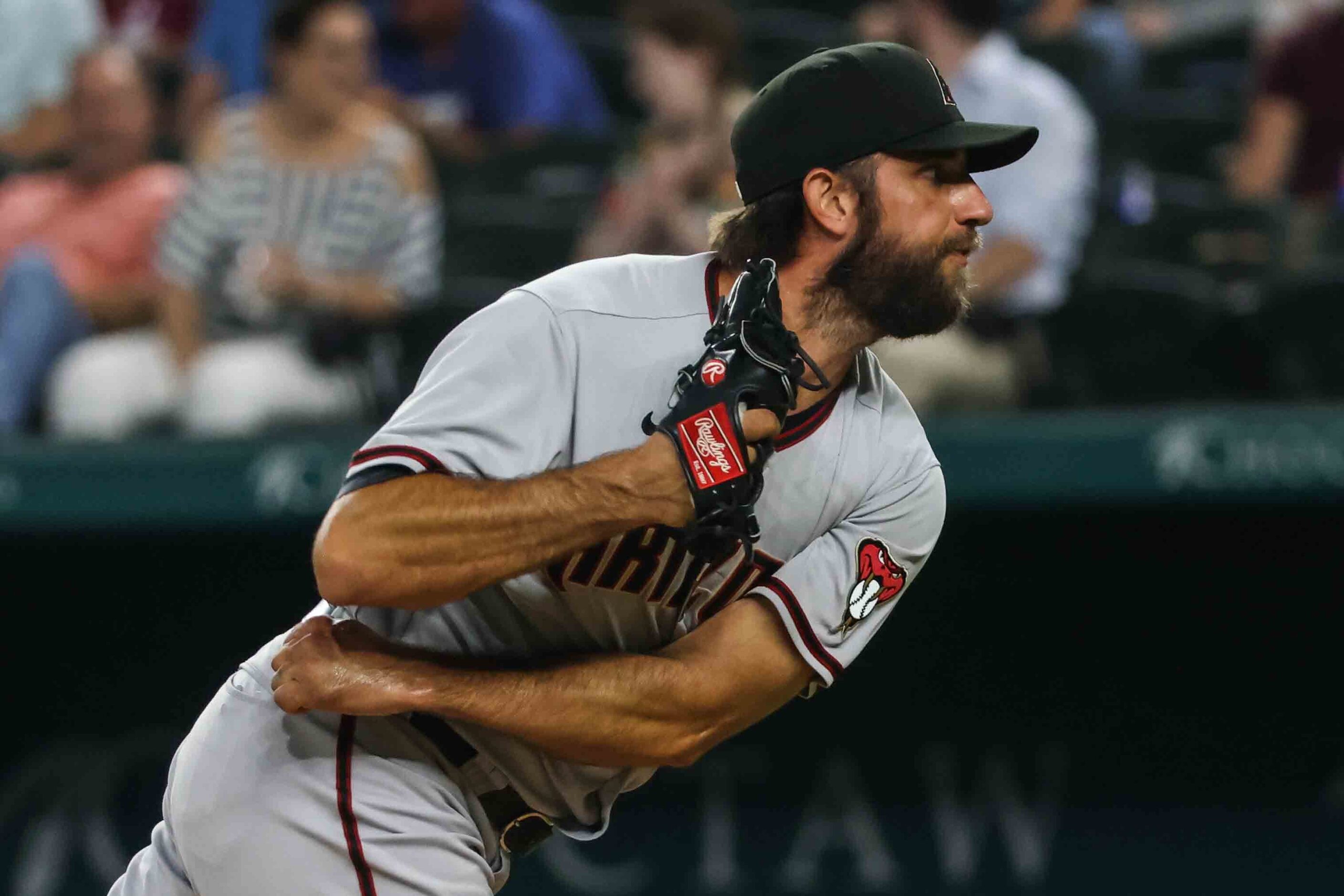 Madison Bumgarner (40) pitches during Arizona Diamondbacks at Texas Rangers game at the...