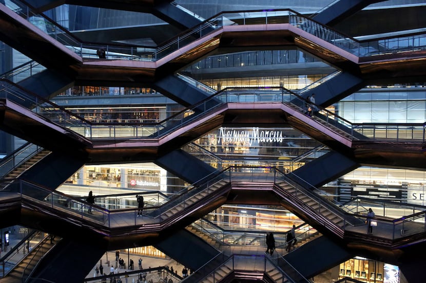 People gather inside The Vessel, at the opening of Hudson Yards in Manhattan, New York on...