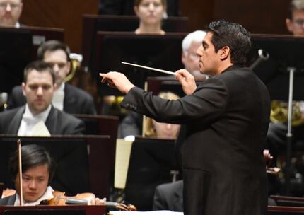 Miguel Harth-Bedoya conducts the Fort Worth Symphony Orchestra at the Bass Performance Hall...