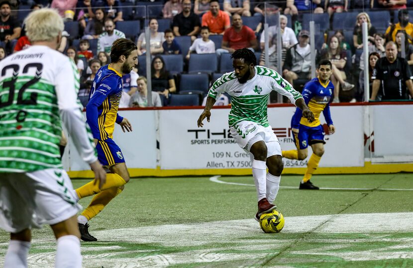 VcMor Eligwe turns on the ball against the San Diego Sockers as teammate Jamie Lovegrove...