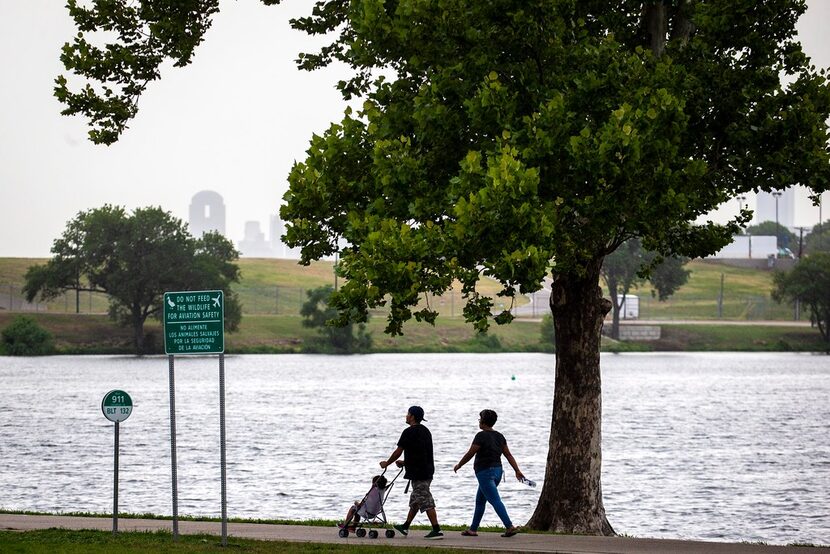 Ovella Avenue dead-ends into a city park across Bachman Lake from Dallas Love Field as seen...