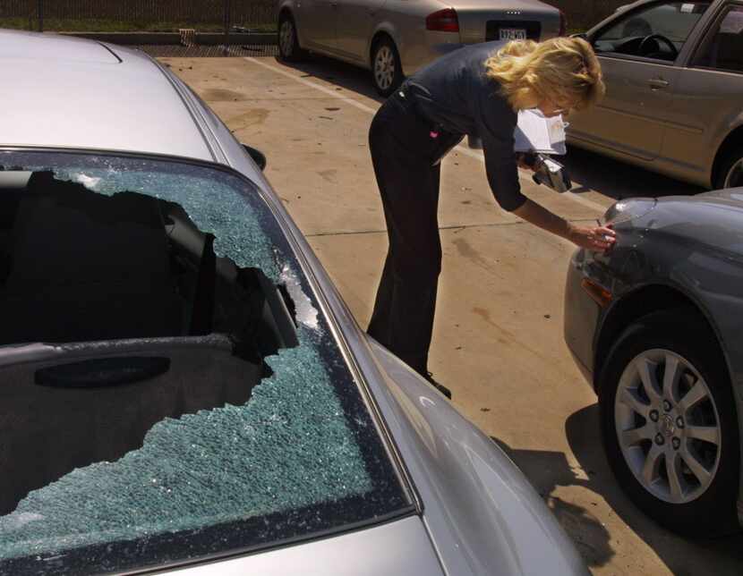  Julie BenbergÂ assessed auto damageÂ at Caliber Collision in ColleyvilleÂ after a North...
