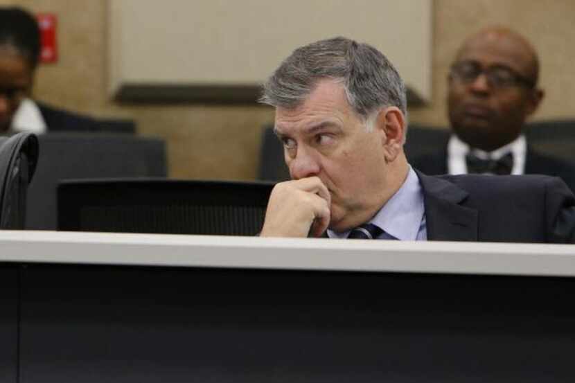 
Dallas City Manager A.C. Gonzalez, left, with Mayor Mike Rawlings at a council briefing....