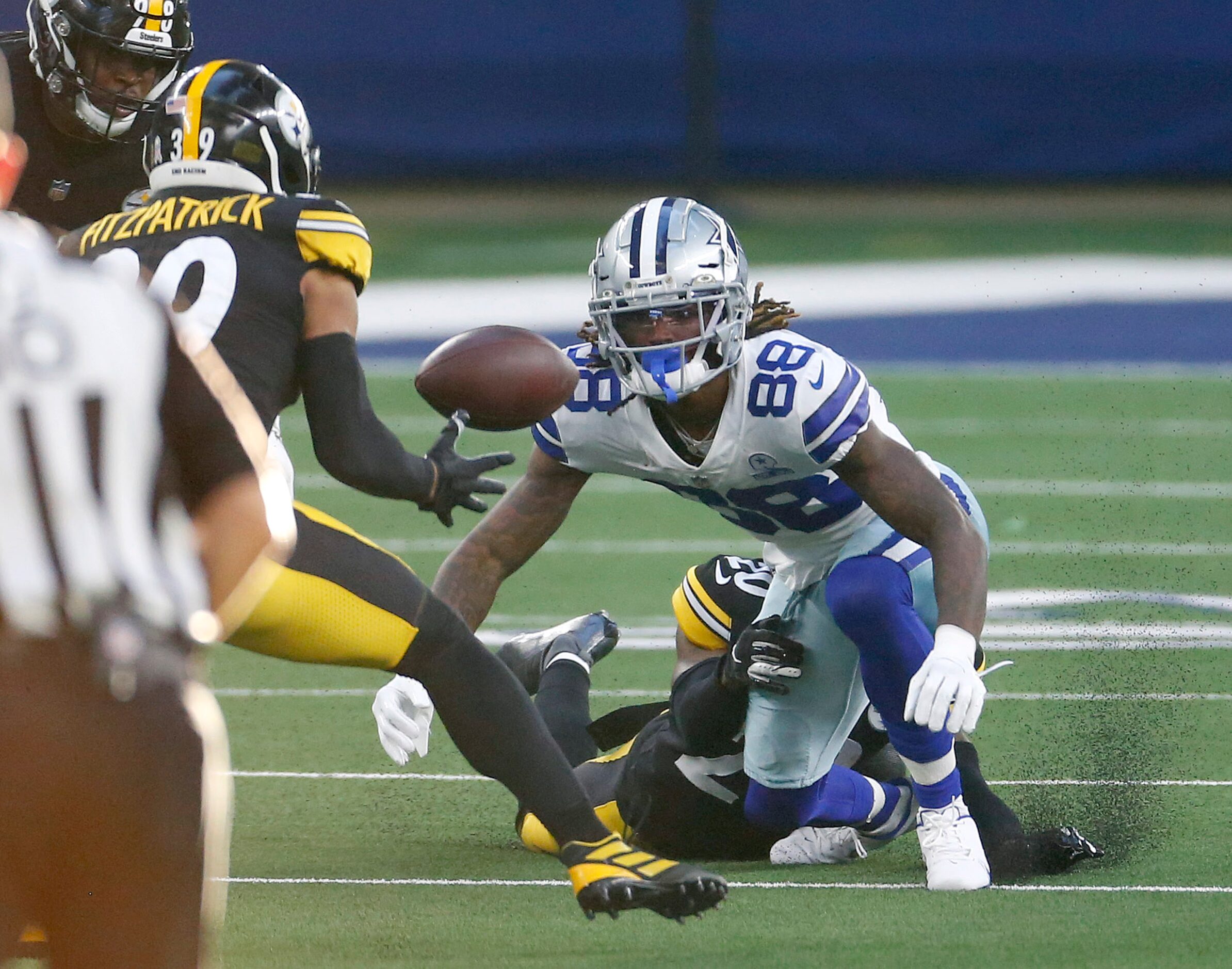 Pittsburgh Steelers cornerback Cameron Sutton (20) forces Dallas Cowboys wide receiver...