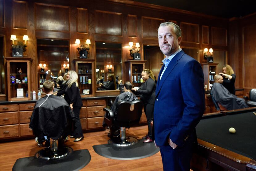 Bruce Schultz, 51, the chief executive officer and owner of the Boardroom salon for men, at...