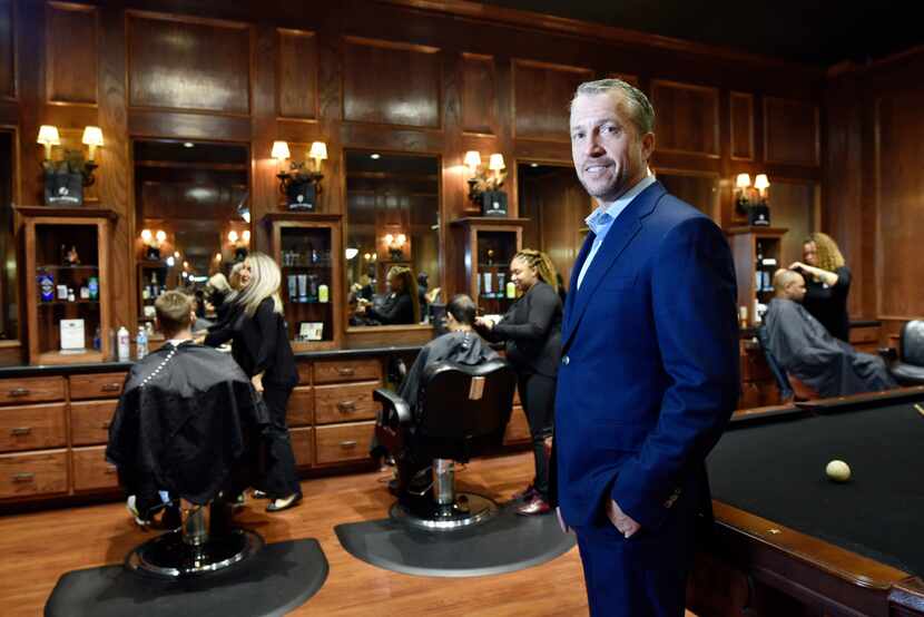 Bruce Schultz, 51, the chief executive officer and owner of the Boardroom salon for men, at...