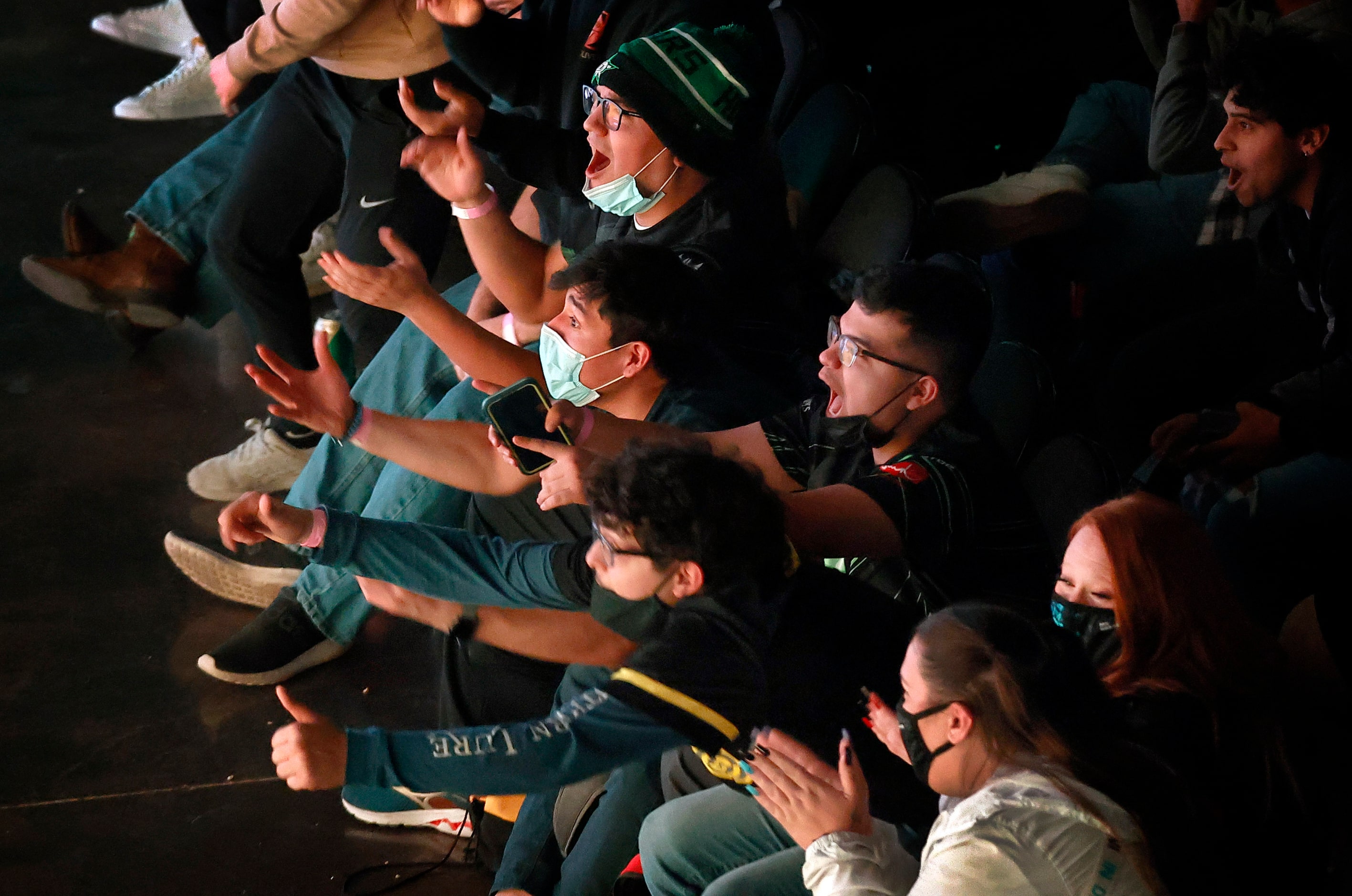 Fans of Boston Breach cheer as their team won a battle against the New York Subliners during...