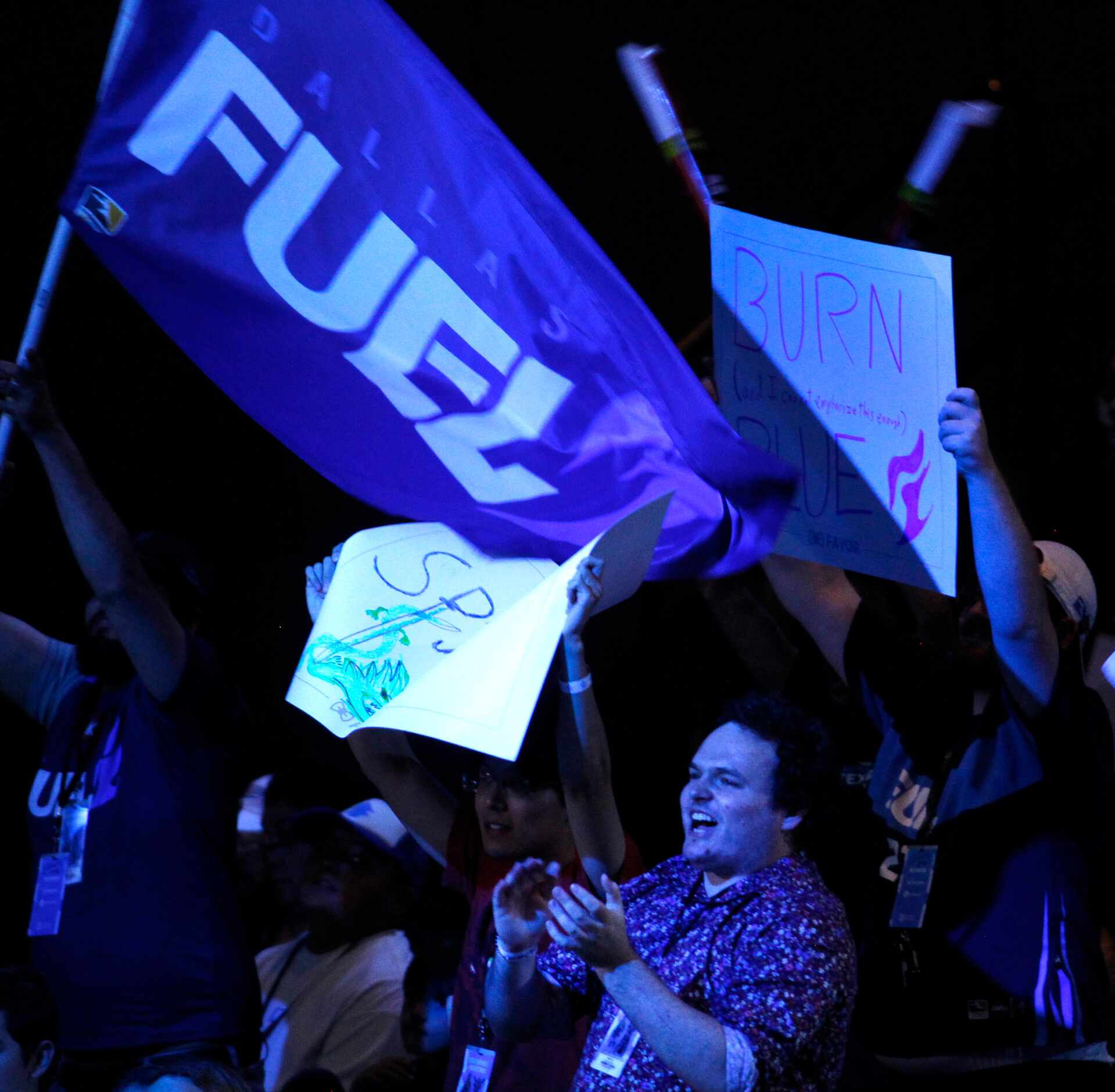 Fans cheer Dallas Fuel as they captured mat 2 competition against Florida Mayhem. The...