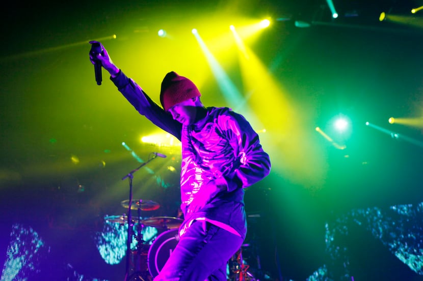 Twenty One Pilots lead singer Tyler Joseph performs at the South Side Ballroom, on Thursday,...