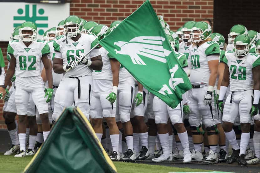 Oct 24, 2015; Huntington, WV, USA; The North Texas Mean Green take the field prior to their...