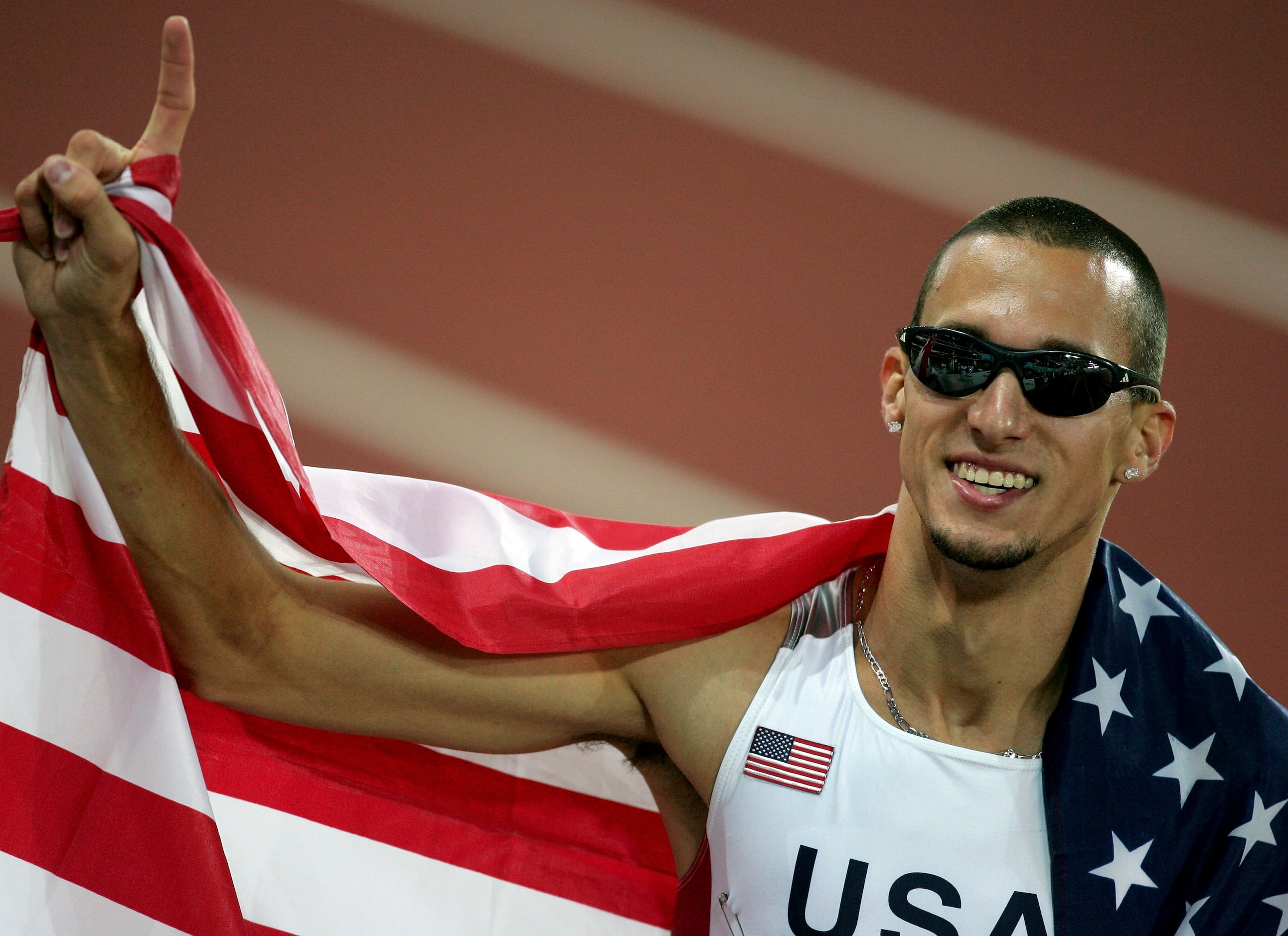 From 2005: Jeremy Wariner of USA celebrates after he won the men's 400m final at the 10th...