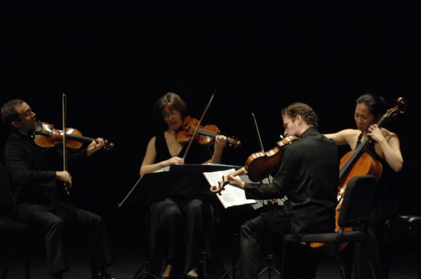 Members of the Brentano String Quartet: Mark Steinberg, left, Serena Canin, Nina Lee, and...