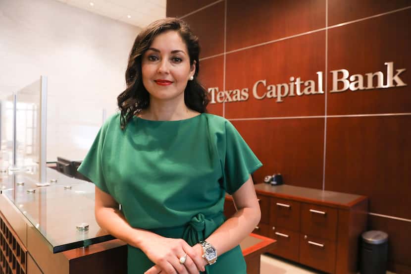 Anna Alvarado stands outside Texas Capital Bank offices. She was recently named chief legal...
