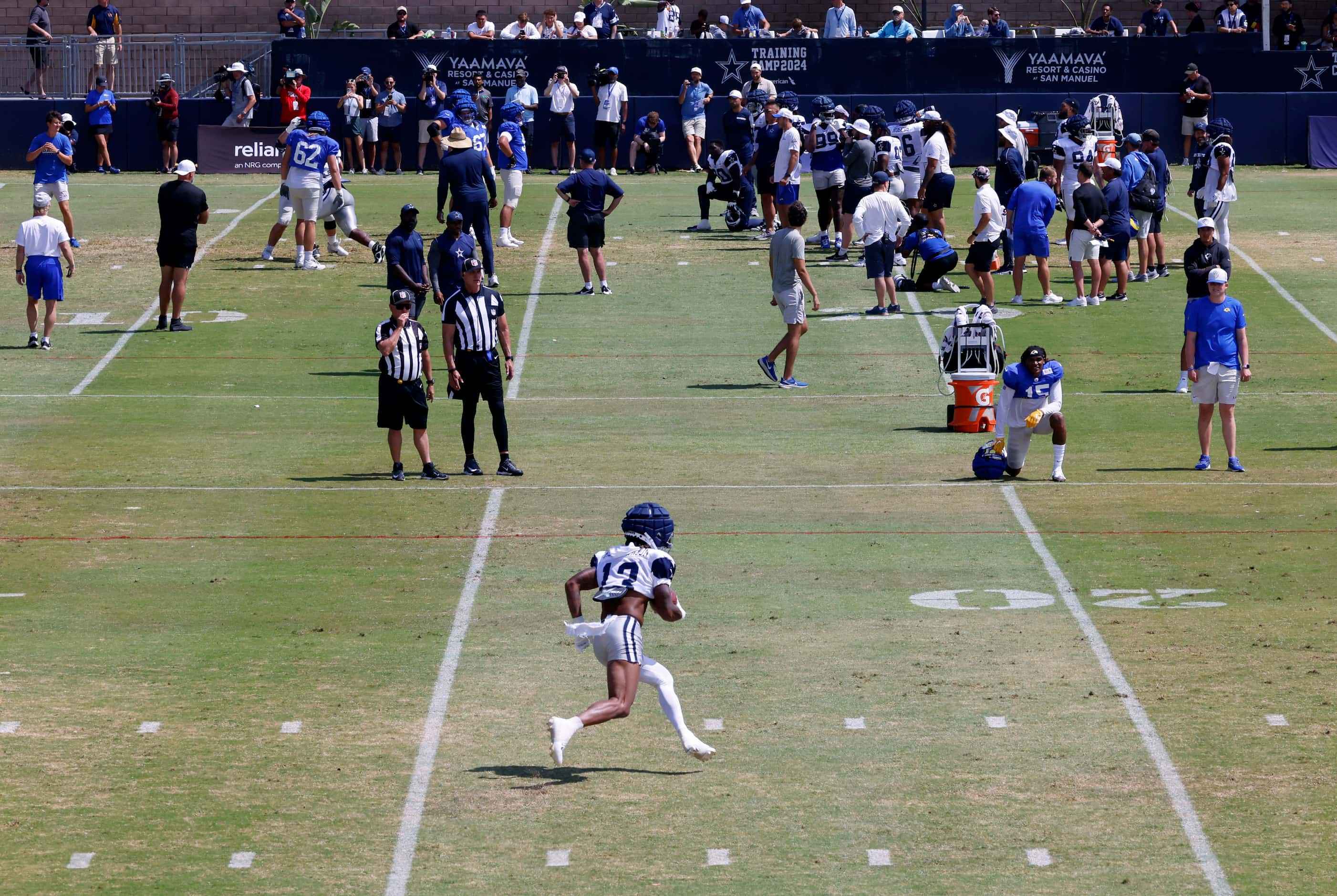 Dallas Cowboys wide receiver Tyron Billy-Johnson (13) returns a kickoff during a special...