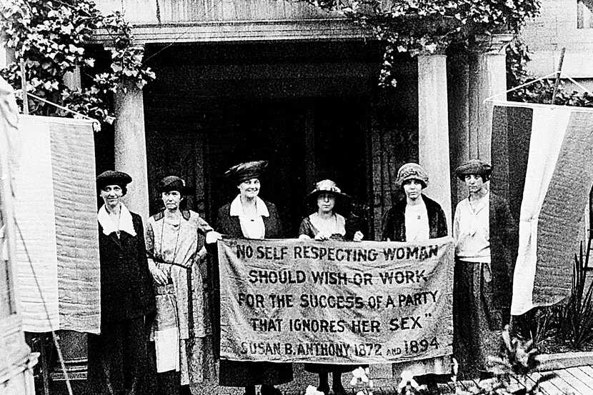 Suffragettes stumping for the right to vote in 1920.