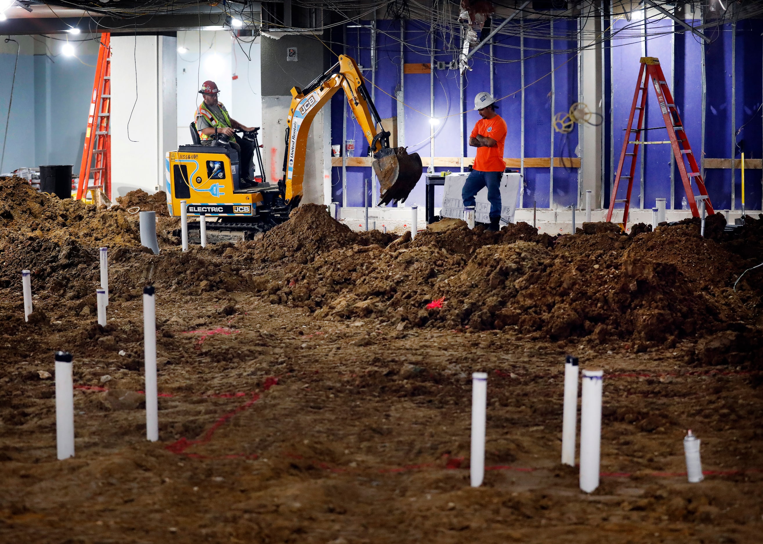 Construction of the Fat Burger and Hungry As A Wolf waterpark-side restaurants is being done...