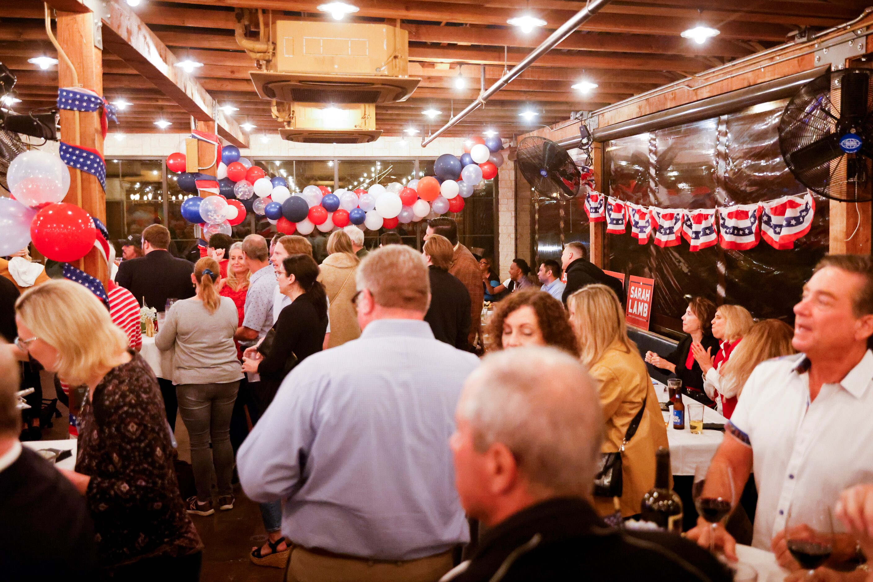 Supporters gather at Dallas County Republican Party Watch Party at Smoky Rose on Election...