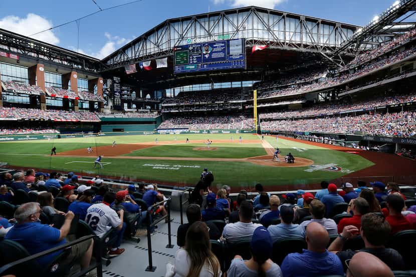 The Texas Rangers face the Toronto Blue Jays at Globe Life Field before a nearly sold-out...