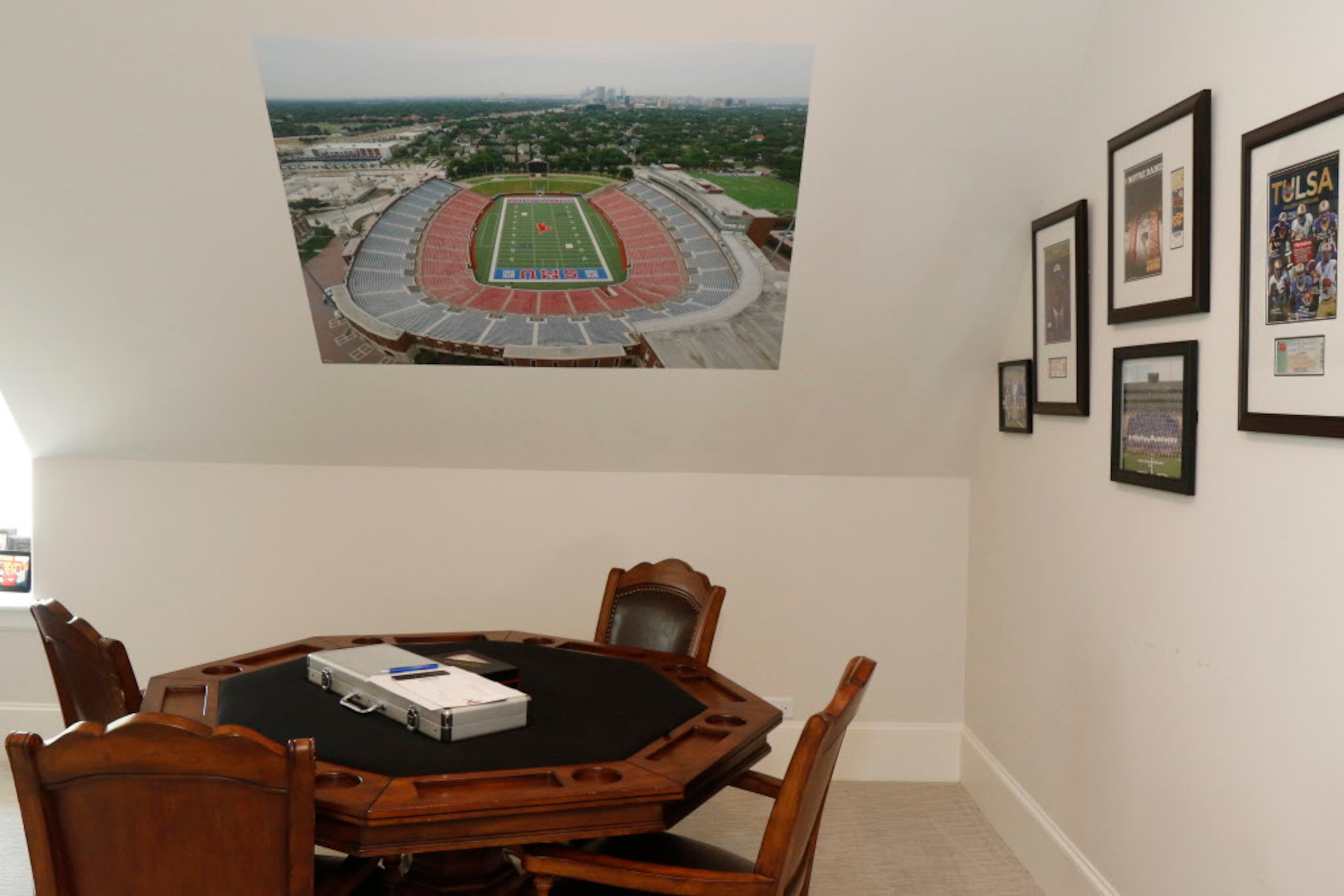 SMU head football coach Chad Morris has a recruitment room on the third floor in his home in...