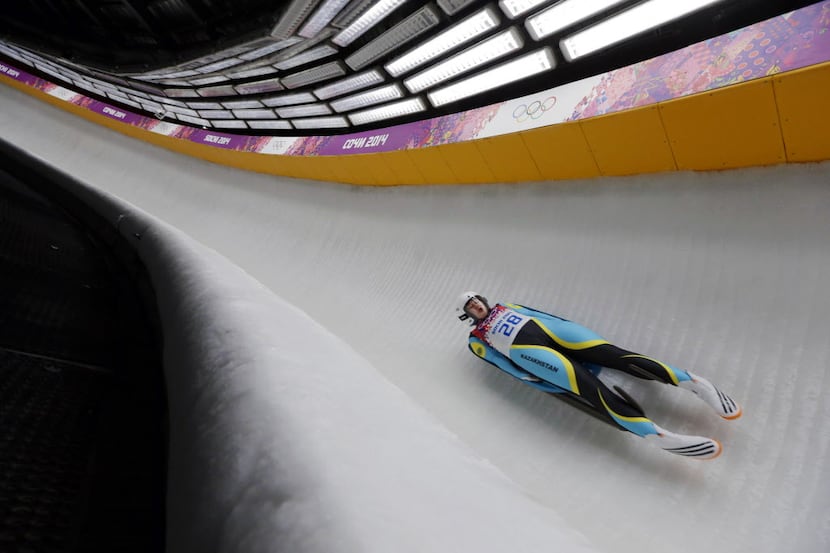 Yelizaveta Axenova of Kazakhstan speeds down the track during the women's singles luge...