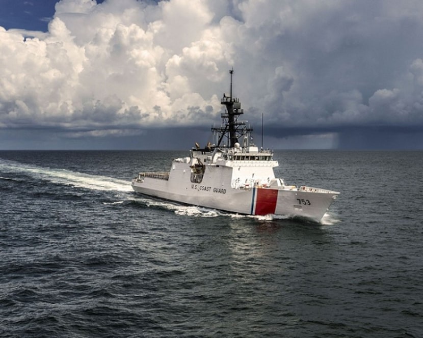 The U.S. Coast Guard cutter, Hamilton, on patrol.