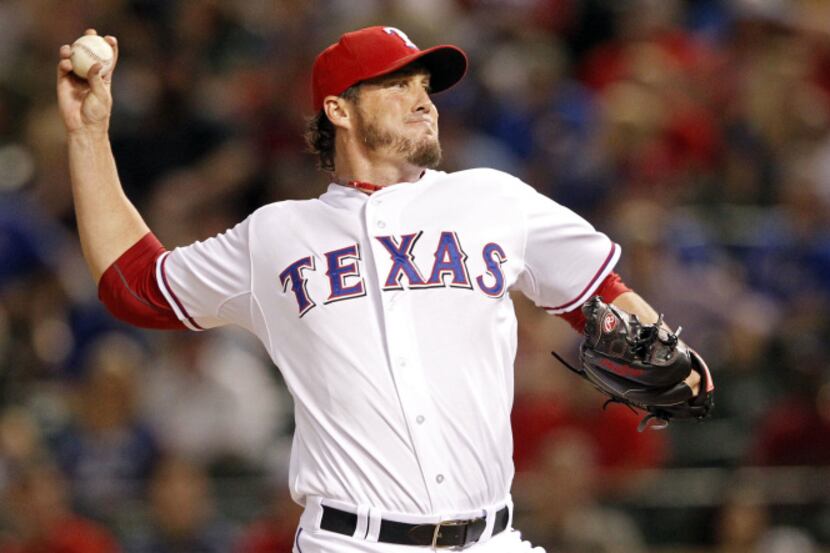 Texas Rangers  closing pitcher Joe Nathan (36) throws in the ninth inning against the...