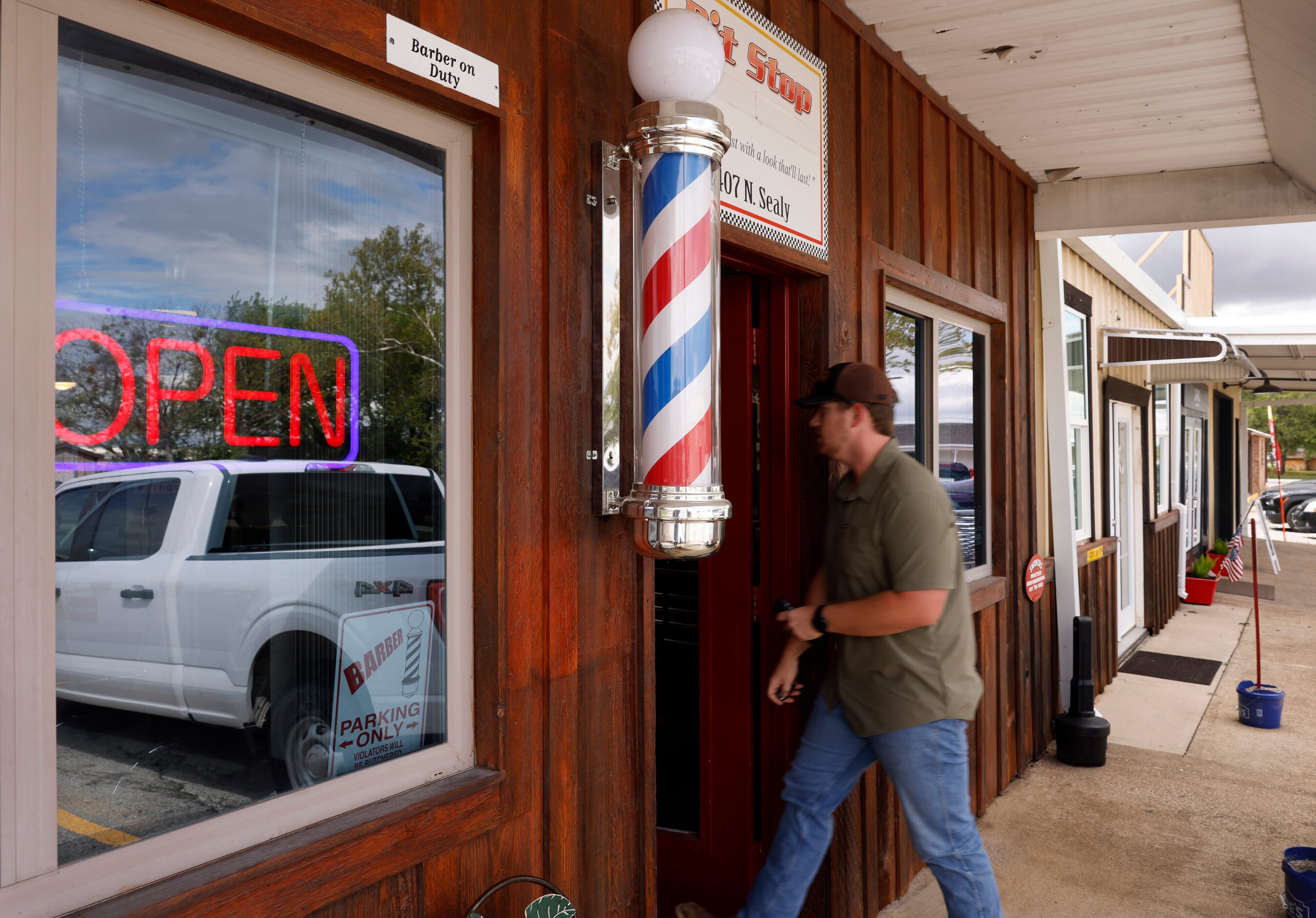 The Pit Stop Barber Shop in downtown Justin.