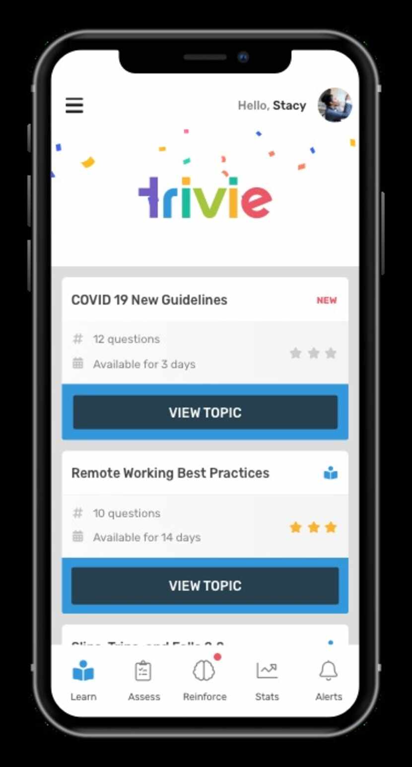 Trivie is a workplace training app which offers games for workers to play while learning...