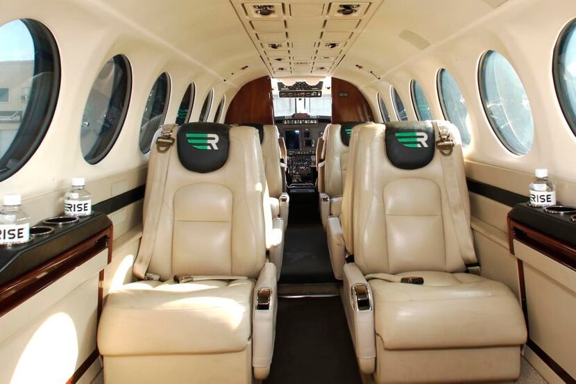 The inside of plane used by Rise is shown. Rise was purchased by Surf Air in 2017. 