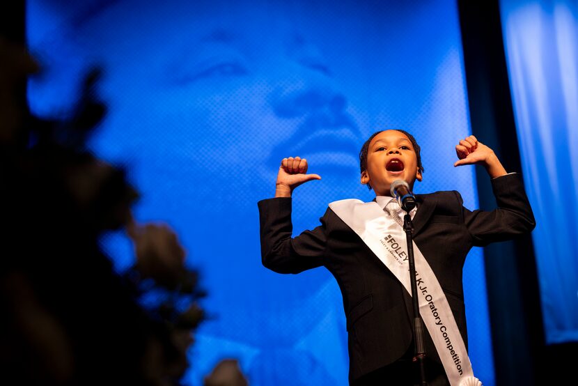 First place winner Aiden Body, a fourth grade student at T.L. Marsalis Elementary School,...