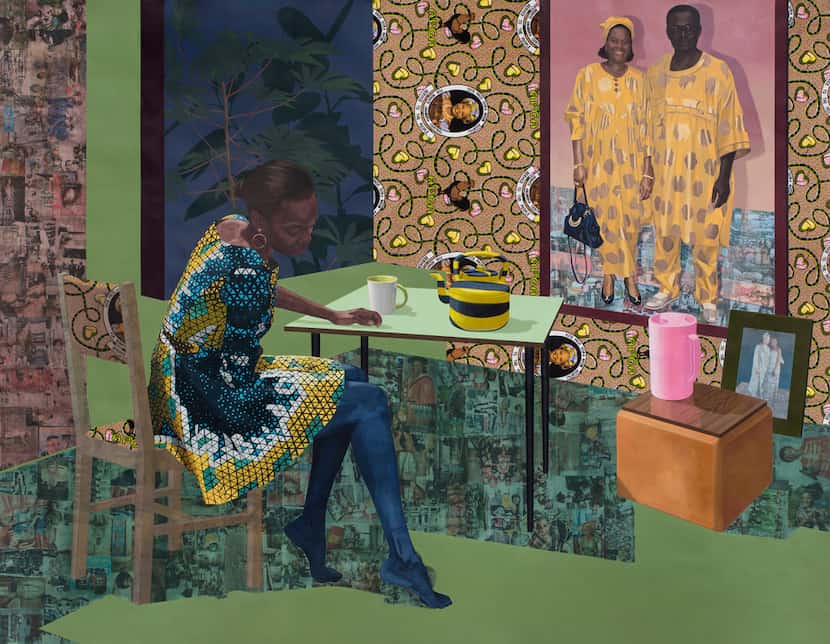 Njideka Akunyili Crosby's Dwell: Aso Ebi,  2017. (The Baltimore Museum of Art: Purchased as...