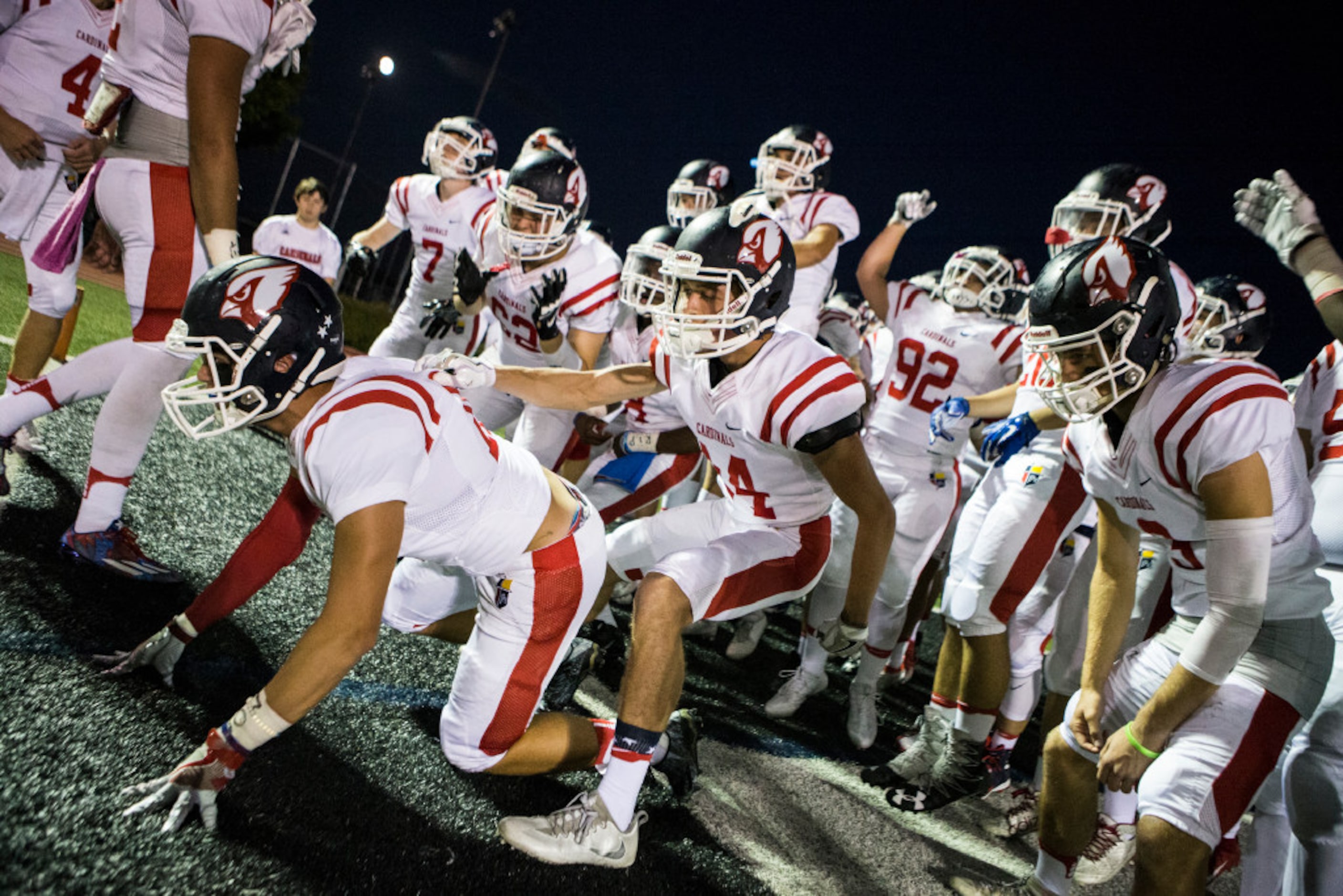 John Paul II prepares to take the field during Bishop Lynch's matchup against John Paul II...