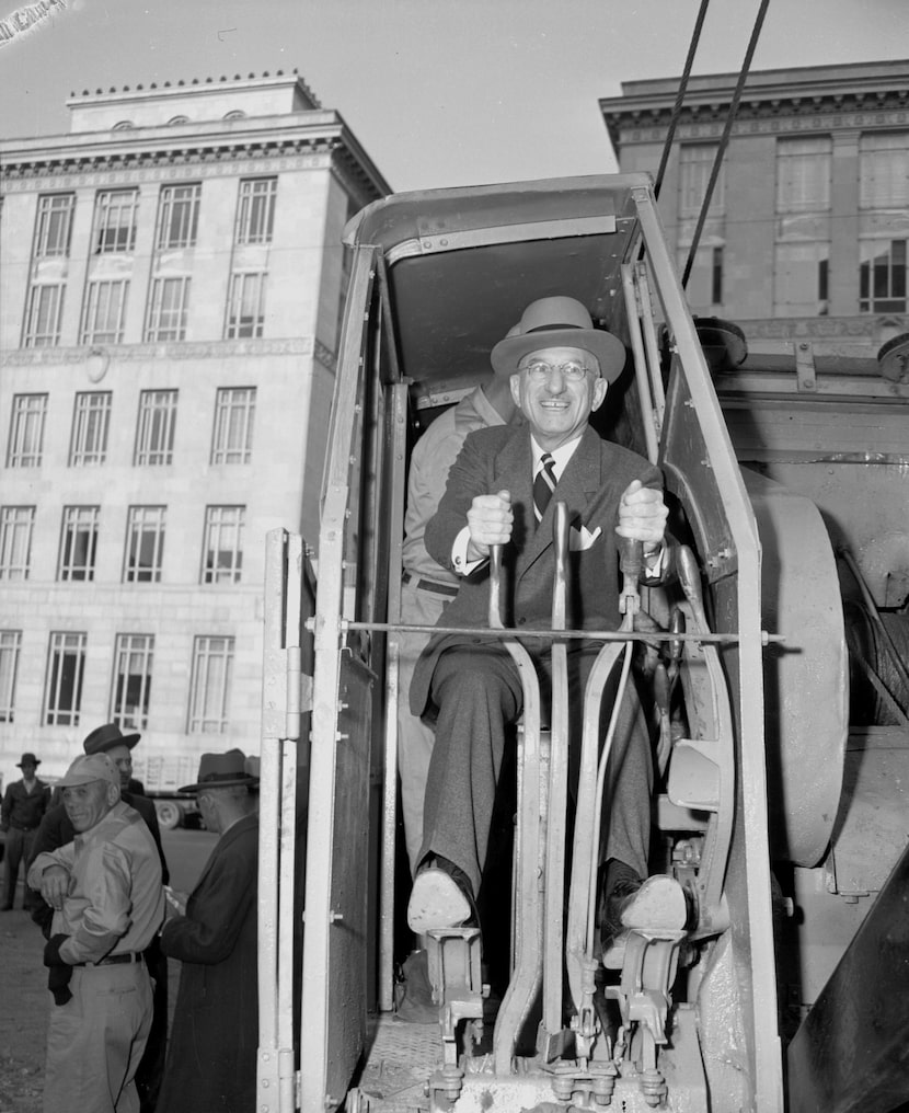 Fred Florence worked a steam shovel at the ground breaking of the Republic National Bank...