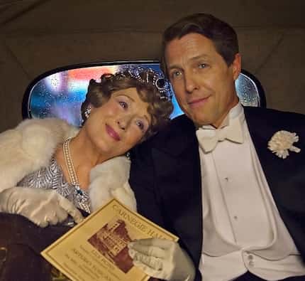 This image released by Paramount Pictures shows Meryl Streep, left, and Hugh Grant  in a...