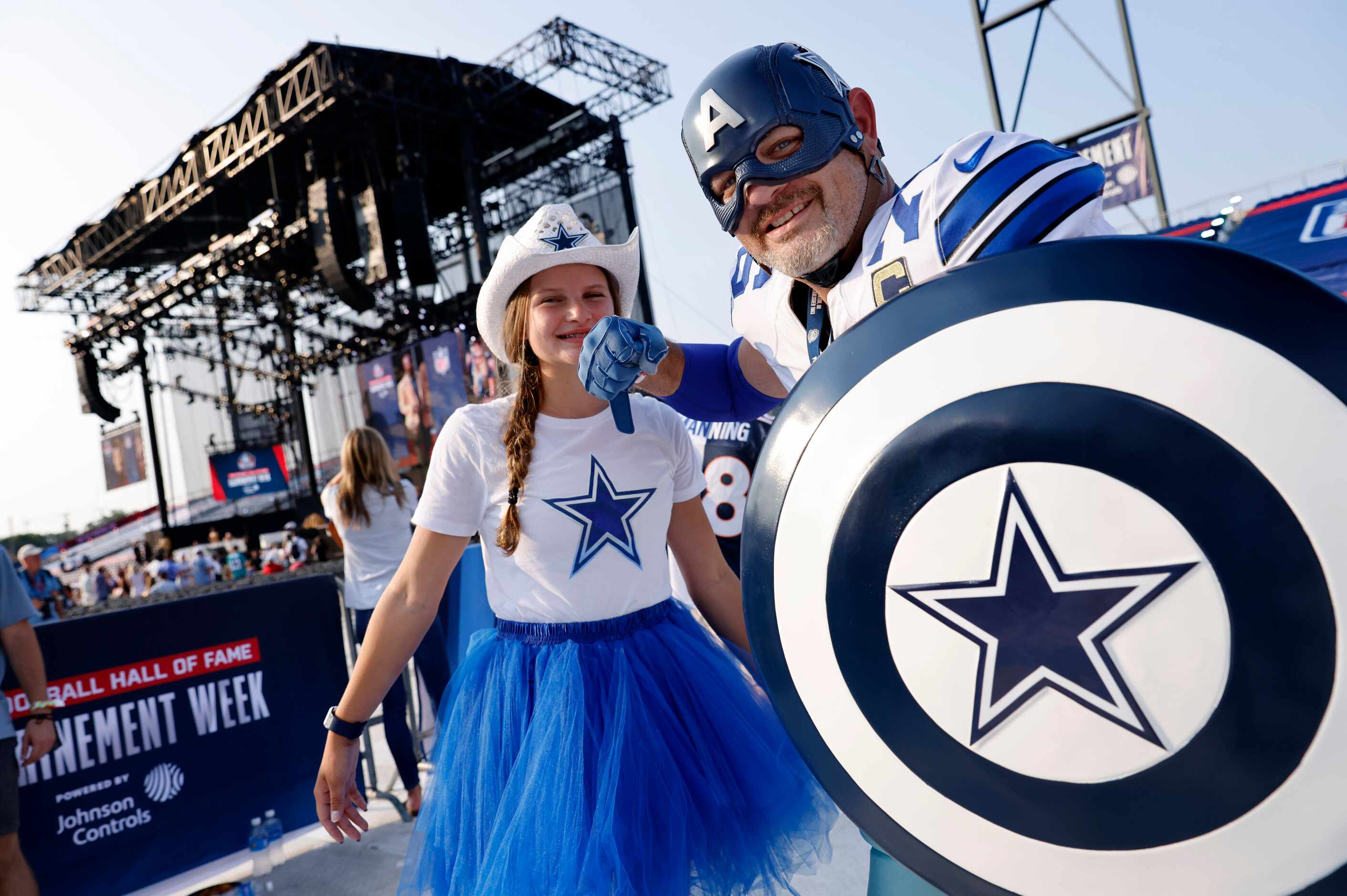 Dallas Cowboys fans Eric Welborn of Elkin, North Carolina and his 15 yr-old daughter Sophie...