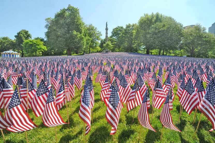 Flags honoring the 33,000 Massachusetts residents that died from the Civil War to present...