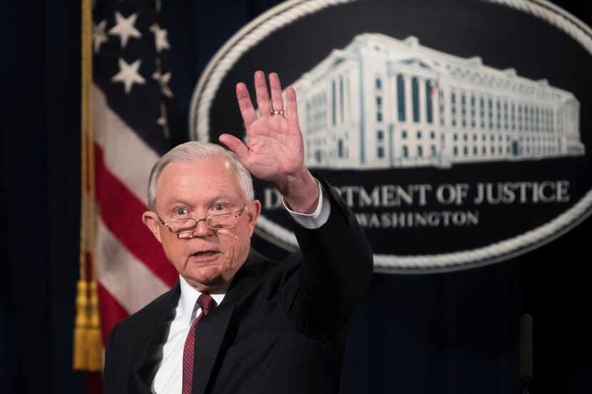 FILE Ã‘ Attorney General Jeff Sessions speaks about the DACA program, at the Department of...