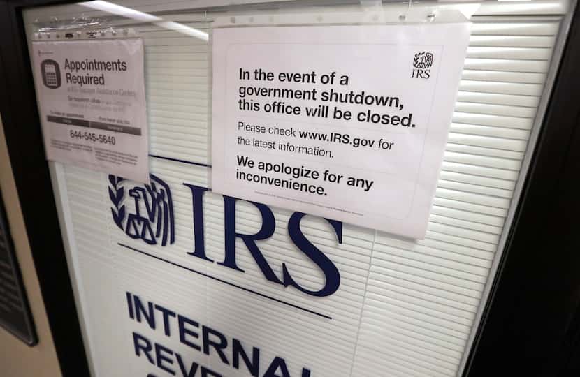 A sign at the Internal Revenue Service office in Seattle on Jan. 16, 2019, advised the...