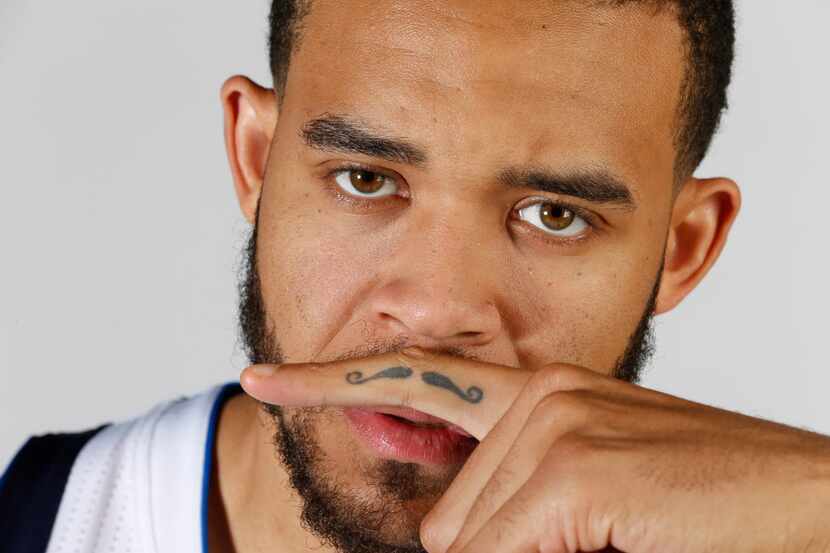 JaVale McGee during media day for the Dallas Mavericks at American Airlines Center in Dallas...