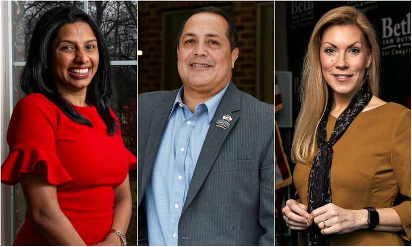 Sunny Chaparala, Desi Maes and Beth Van Duyne are among the leading candidates in the...