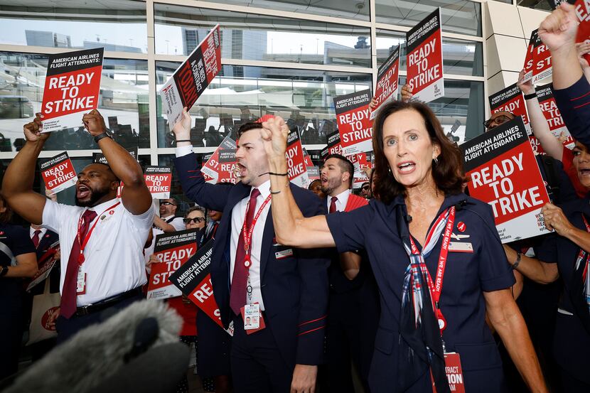 Julie Hedrick (right), president of the Association of Professional Flight Attendants and an...