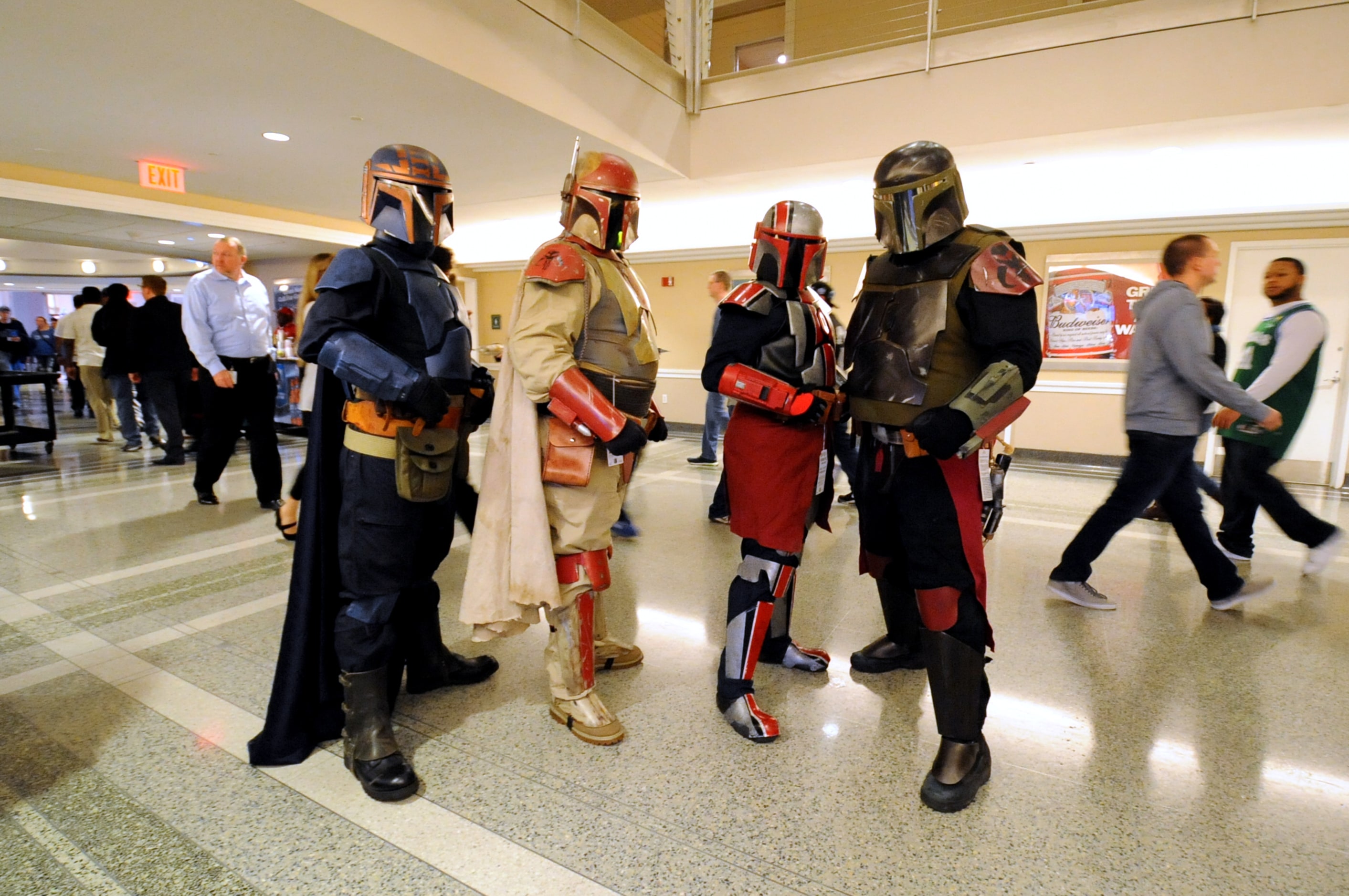 Clone Commanders take over at Star Wars night at the Dallas Mavericks basketball game at...