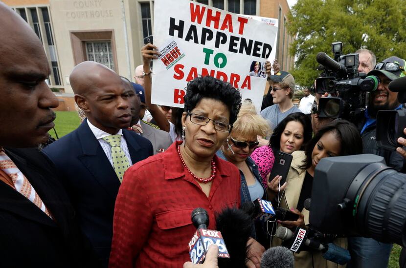Geneva Reed-Veal, mother of Sandra Bland, talks with reporters after former Texas state...