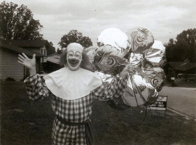 
Wylie Mayor Eric Hogue, at 16, heads off to perform at a birthday party as Clinky the Clown.
